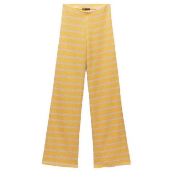 ZARA yellow stripe knit matching sweater vest pants set size small - Picture 5 of 7